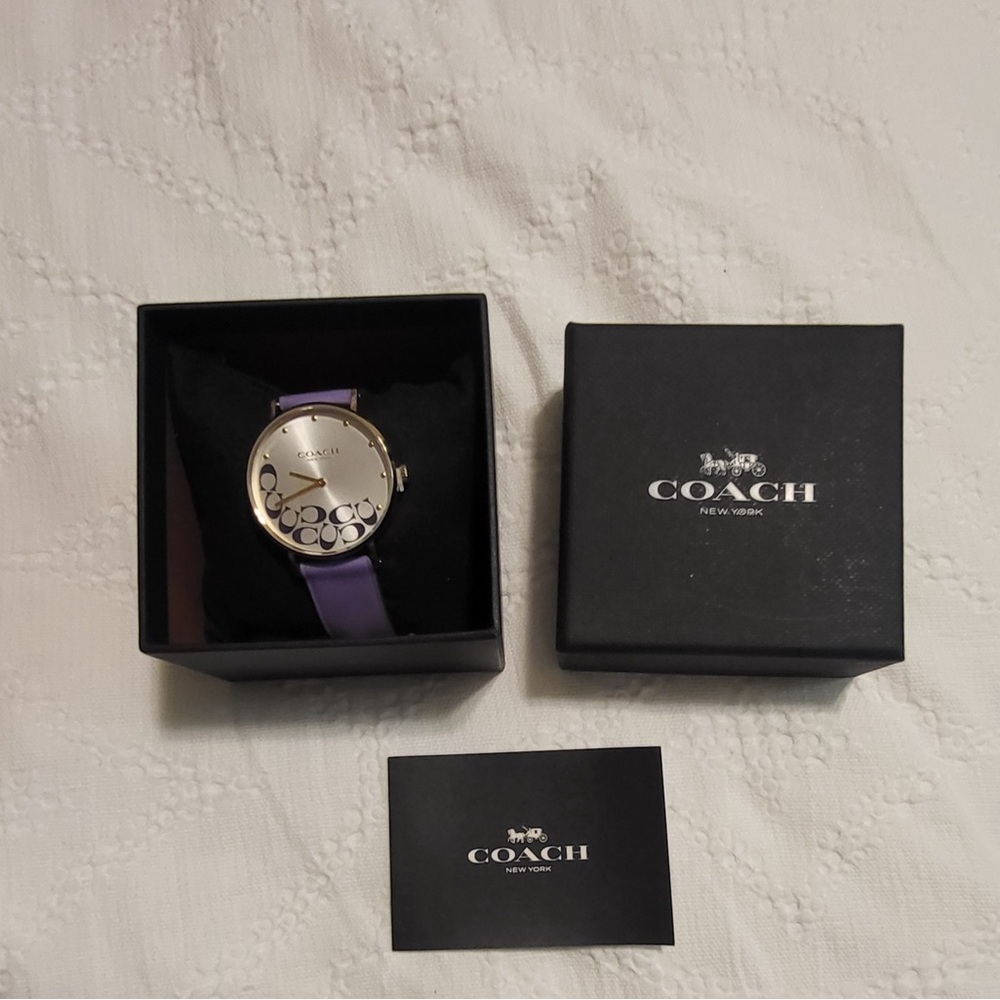 Women’s Coach Watch with Purple Strap and Gold Details. New